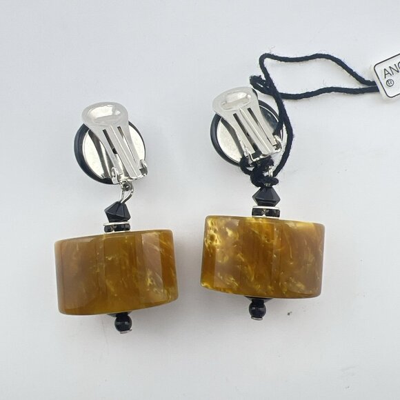 Angela Caputi Earrings CLIP ON Modernist Dangle Resin Geometric Art Gallery NWT - Picture 7 of 11